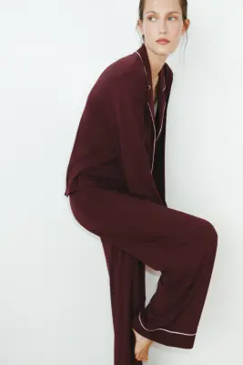 Pyjama en viscose mélangée - Bordeaux — photo 1