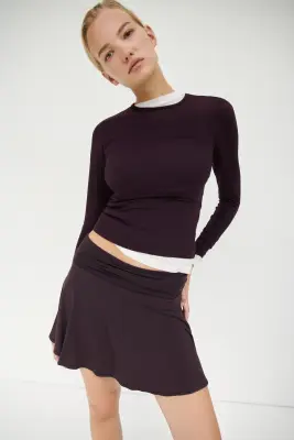 Top à manches longues en jersey - Violet prune foncé — photo 1
