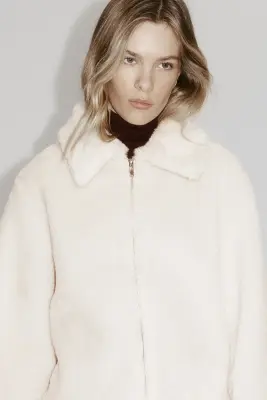 Veste en tissu peluche - Beige clair — photo 1
