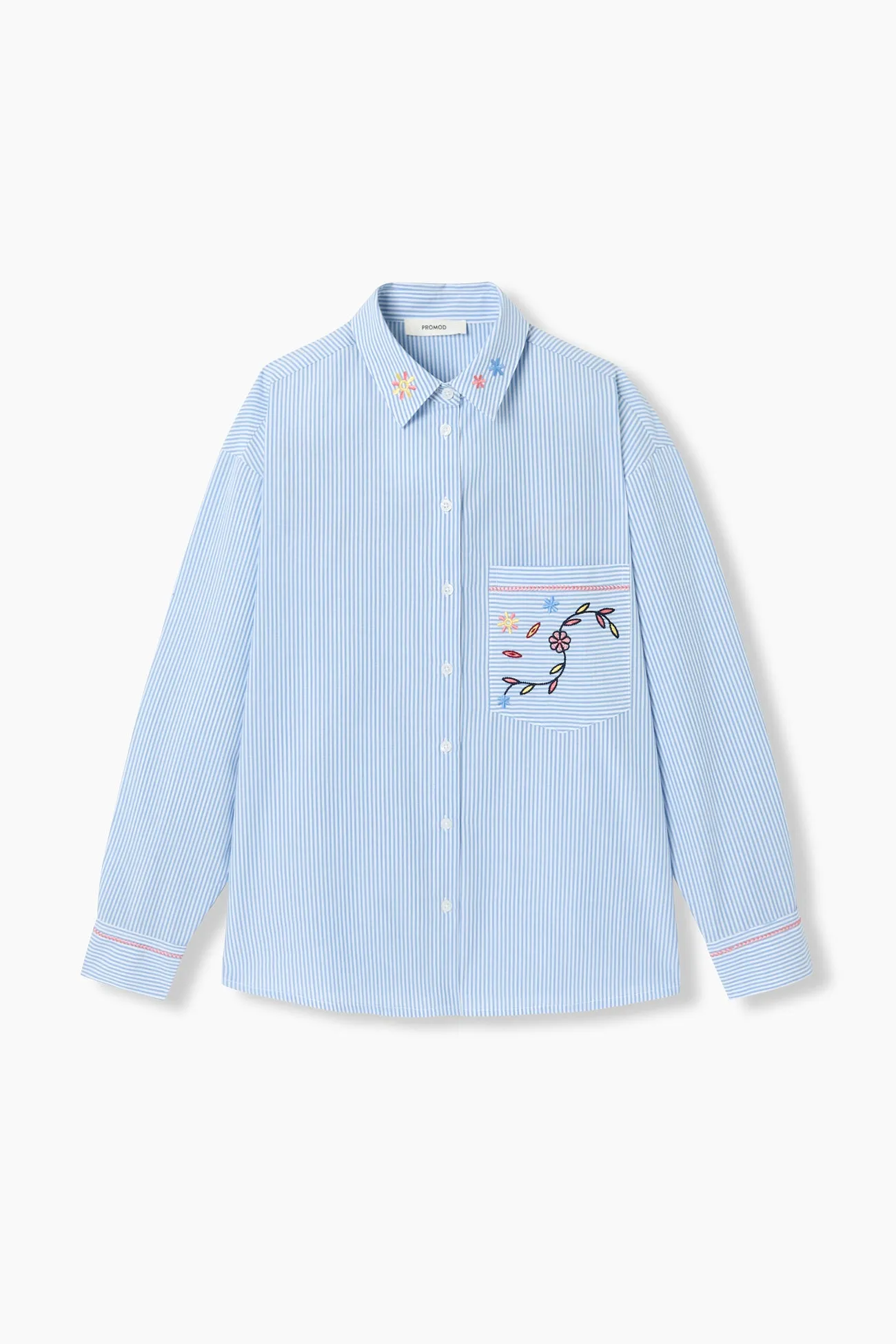 Chemise rayée brodée Femme