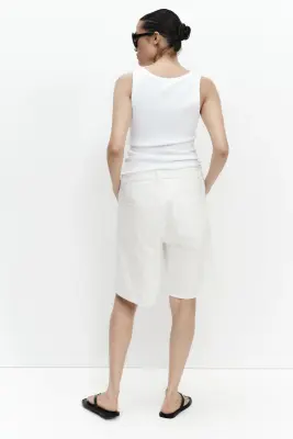 MAMA Short Bermuda en denim - Blanc — photo 4