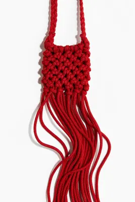 Sac filet crossbody à franges - Rouge — photo 2