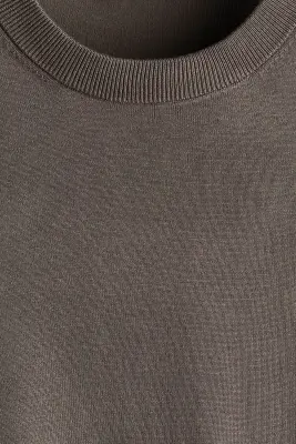 Pull Regular Fit en maille fine - Taupe foncé — photo 4