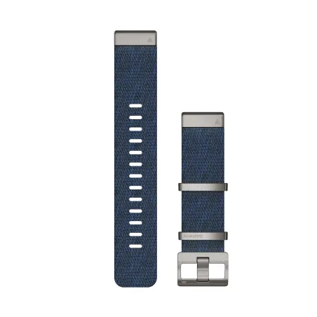 Bracelet de montre Garmin MARQ QuickFit 22mm tri-tons en nylon tissé façon Jacquard bleu avec boucle argent 010-12738-02