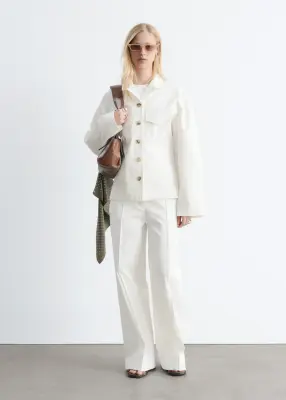 Veste habillée en sergé de coton - Blanc — photo 1