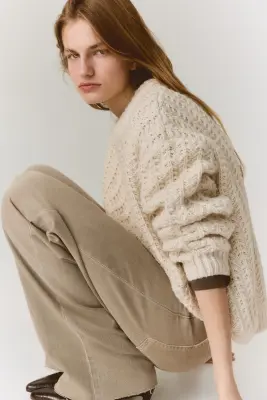 Pull en maille torsadée - Beige clair — photo 3