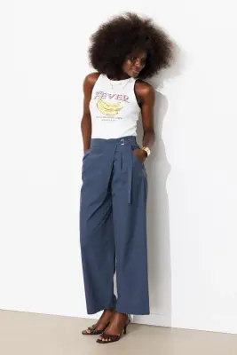 Pantalon large en toile — photo 3