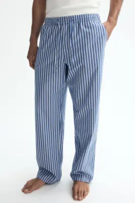 Pantalon Relaxed Fit en popeline - Bleu/rayé — photo 1