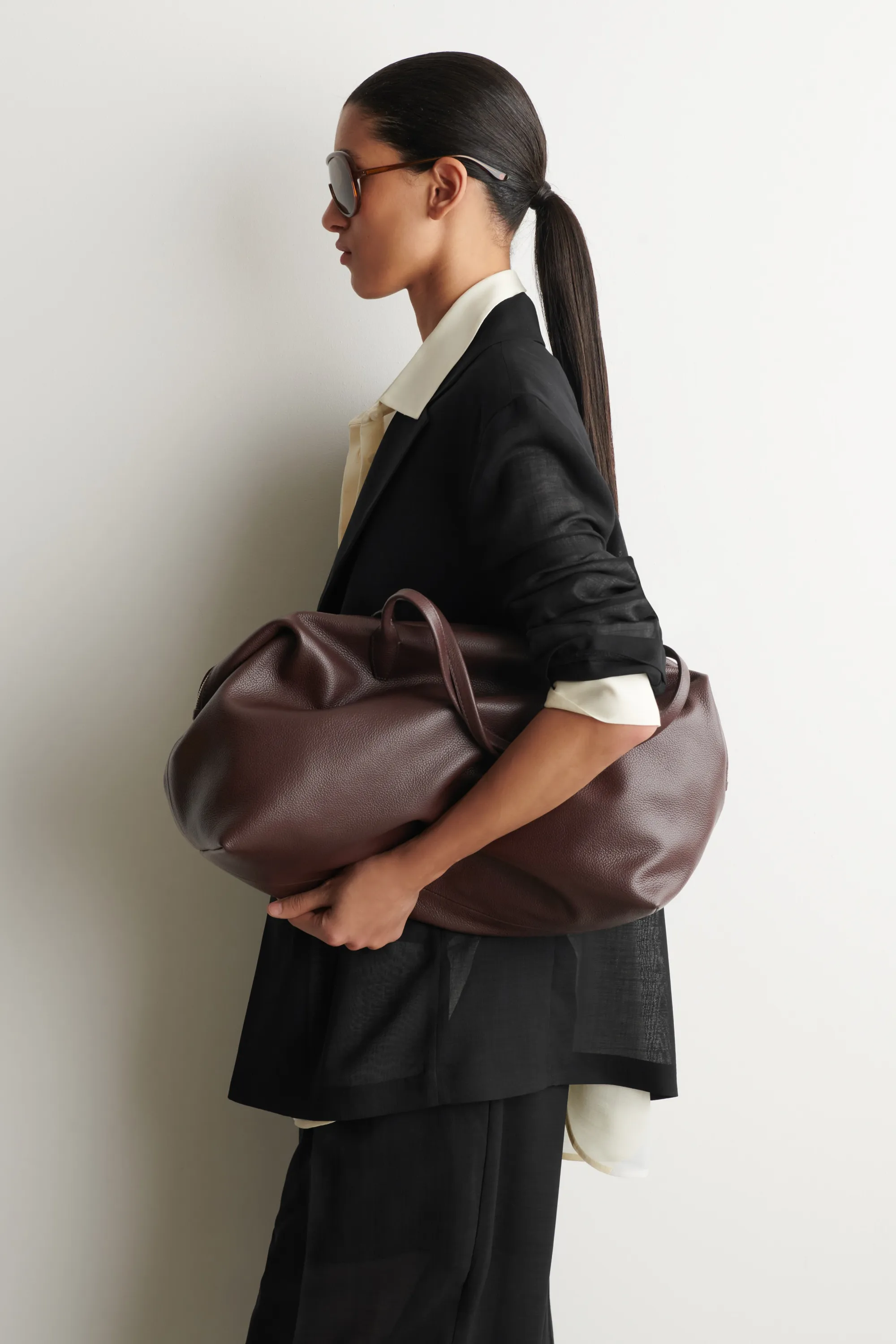 SAC BOWLING FRIEZE - CUIR - BRUN