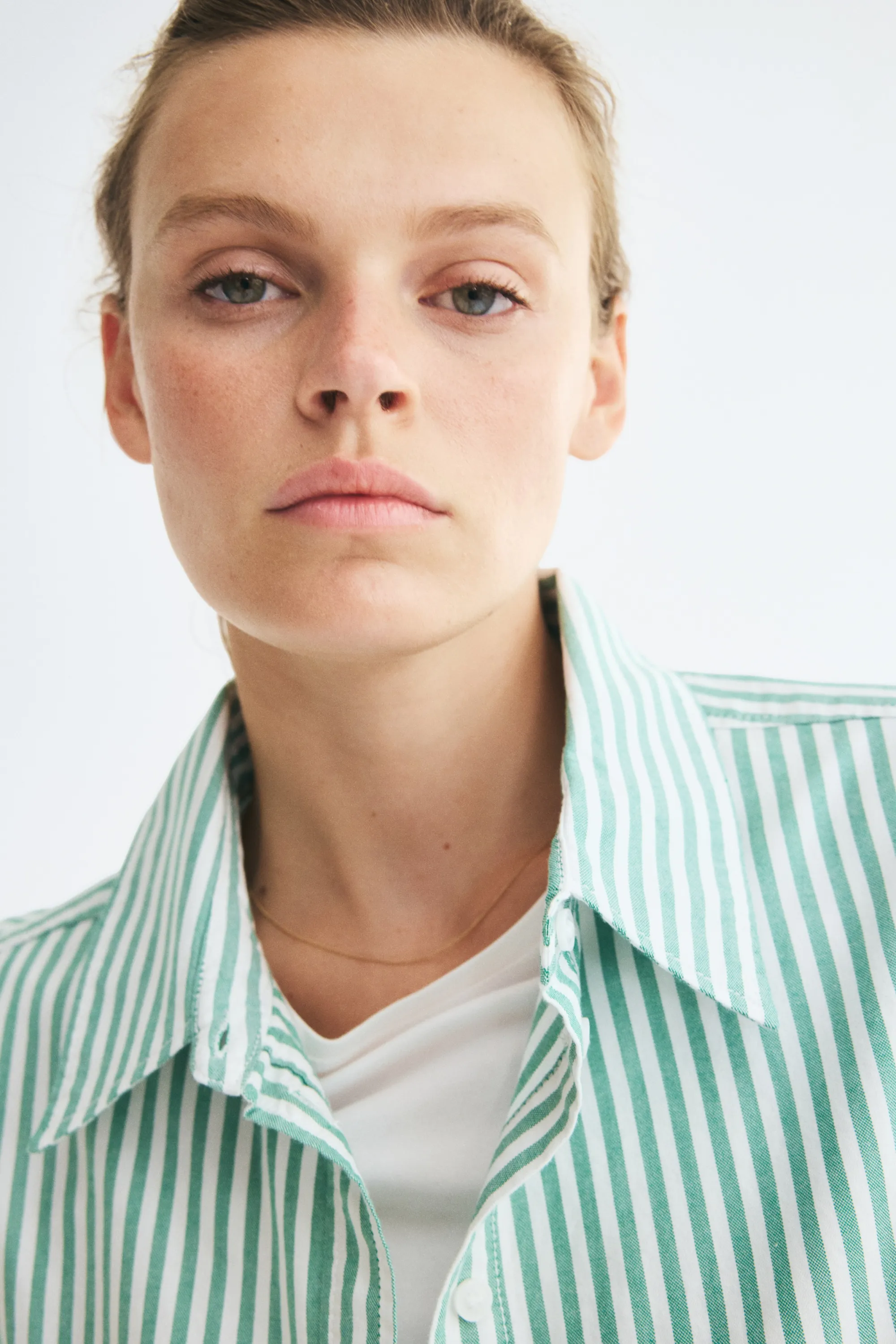 Chemise Oxford - Vert/rayures blanches