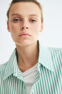 Chemise Oxford - Vert/rayures blanches — photo 1