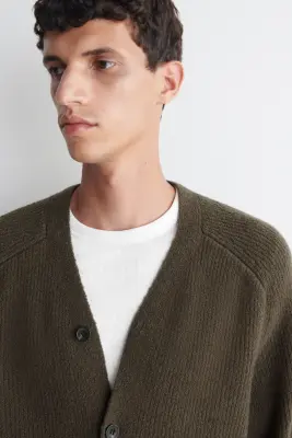 CARDIGAN EN LAINE MÉLANGÉE BOUCLÉE - BRUN — photo 3