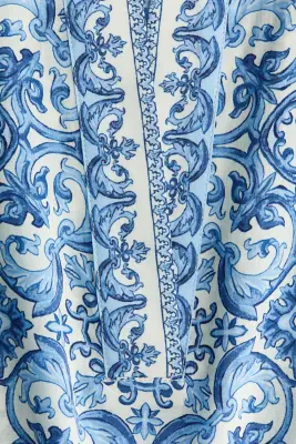 Robe tunique avec ceinture à nouer - Bleu/motif — photo 3