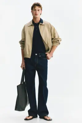 Polo Regular Fit en maille de coton - Bleu marine — photo 1