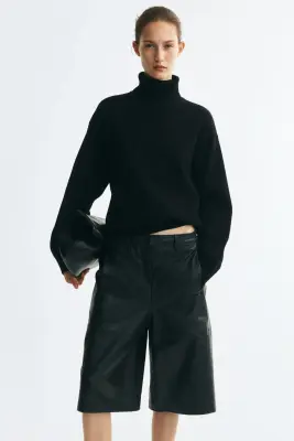 Pull oversize à col cheminée - Noir — photo 1