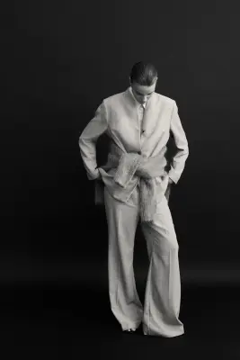 Blazer sans revers - Beige — photo 2