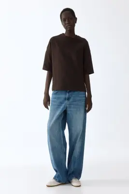 T-shirt en interlock - Marron foncé — photo 2