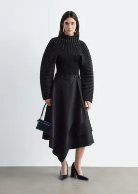 Pull à finition côtelée argentée - Noir/Gris — photo 2