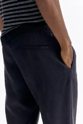 Pantalon Regular Fit en lin - Black — photo 2