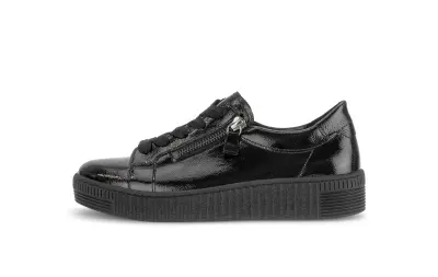Baskets Gabor 6010.02.004 Noires - Cuir Verni Zip Talon Compensé Grande Pointure Femme — photo 2