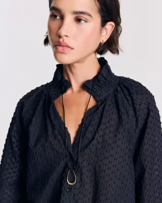 Blouse Camille plumetis bleu nuit — photo 3