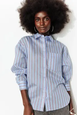 Chemise oversize rayée Femme — photo 5