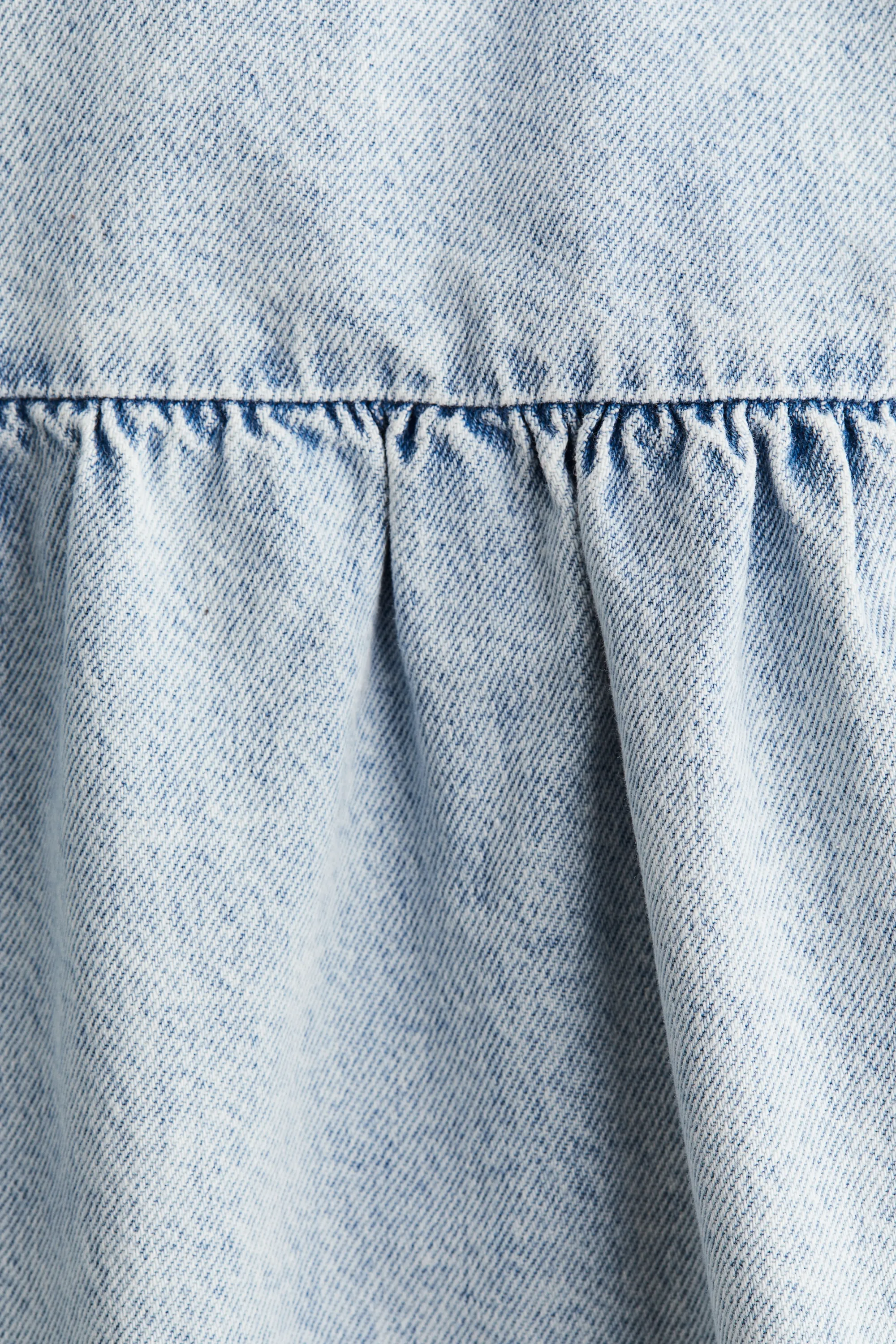 Robe en denim avec détails à nouer - Bleu denim clair