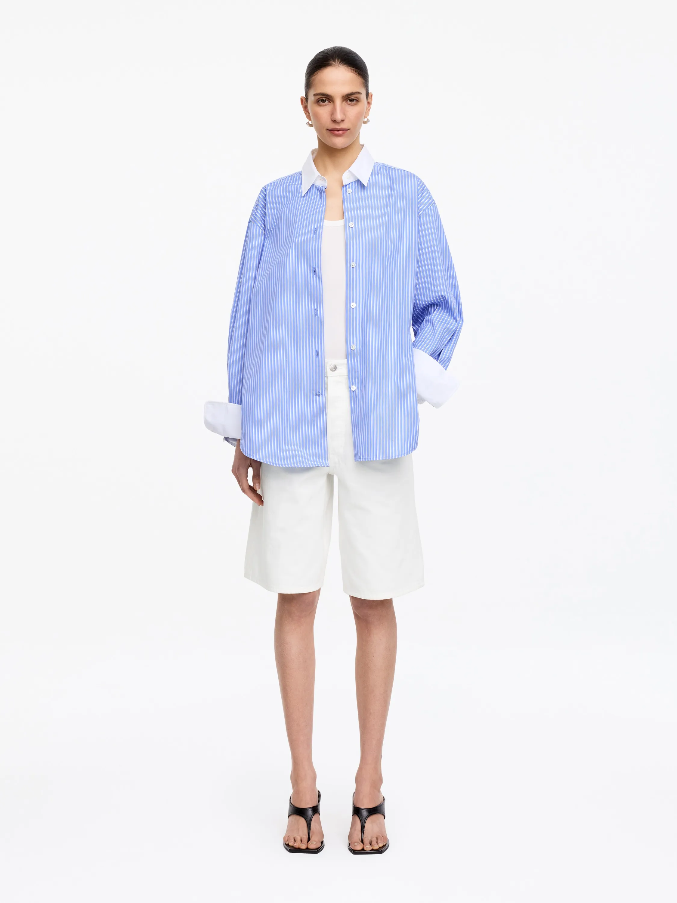 Short long en jean - Blanc