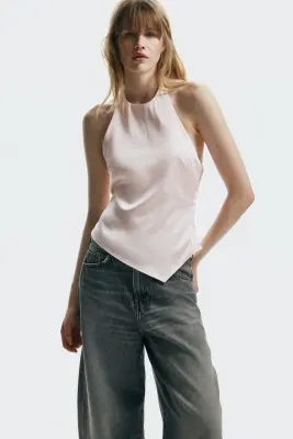 Top asymétrique avec dos nu - Rose clair — photo 2