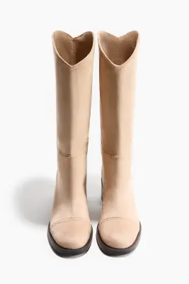 Bottes de hauteur genou - Beige — photo 2