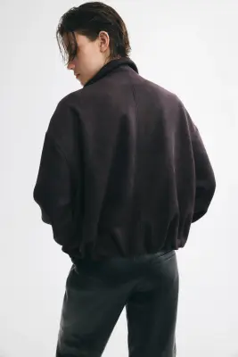 Veste oversize avec base à effet boule - Marron foncé — photo 4