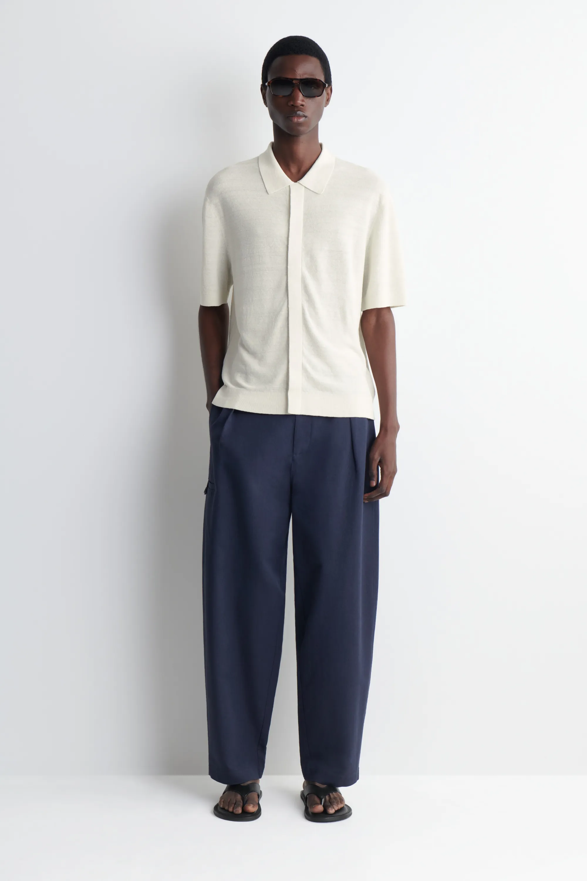 CHEMISE EN MAILLE DE LIN TEXTURÉE - CRÈME