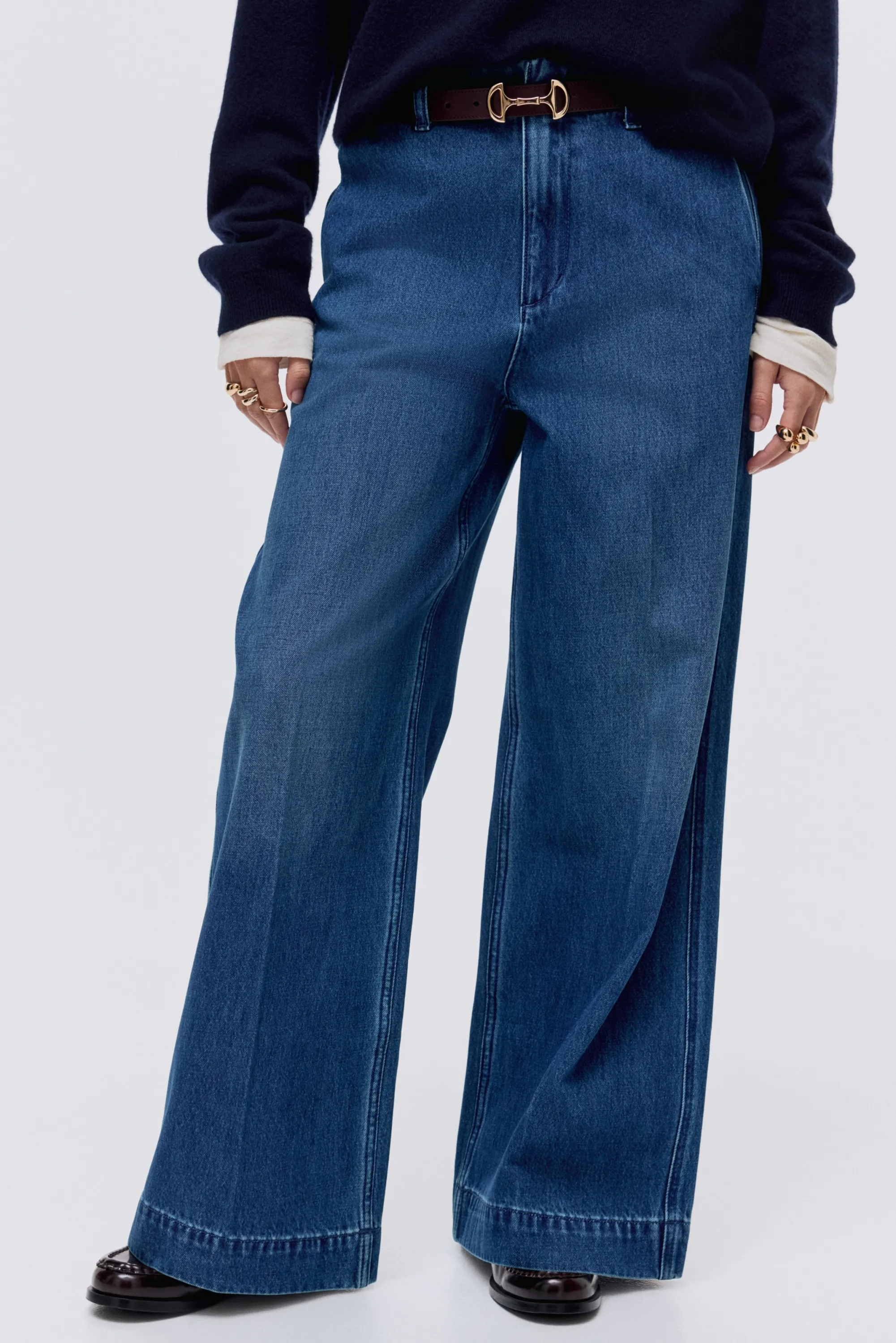 Wide High Jeans - Bleu denim