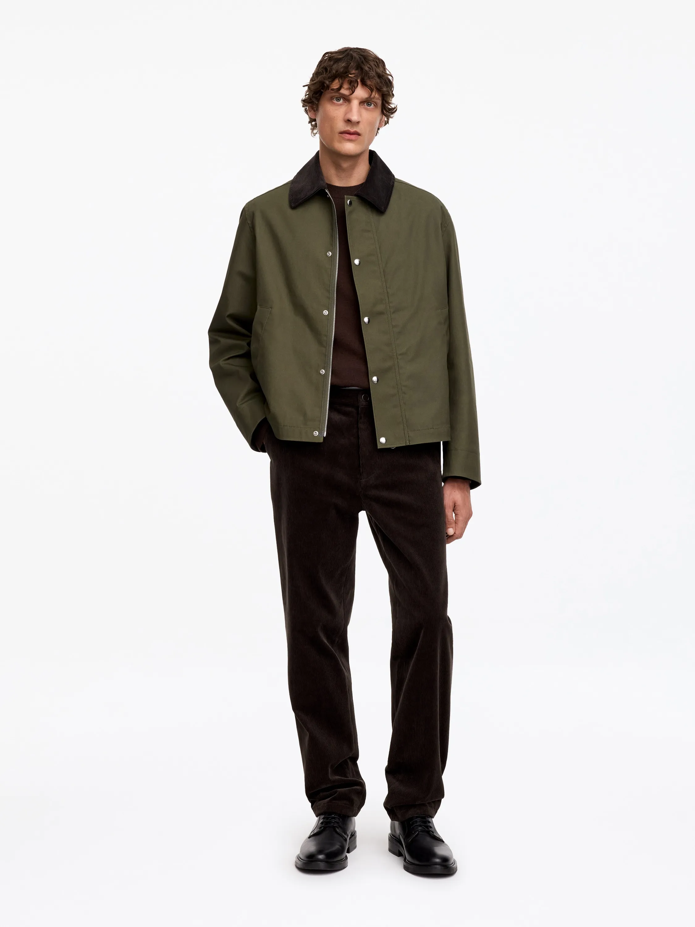 Pantalon en velours côtelé classique - Marron foncé