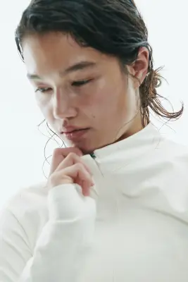Top de sport chaud à col zippé SoftMove™ - Blanc — photo 3