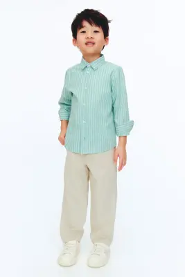 Chemise en coton - Turquoise/rayé — photo 2