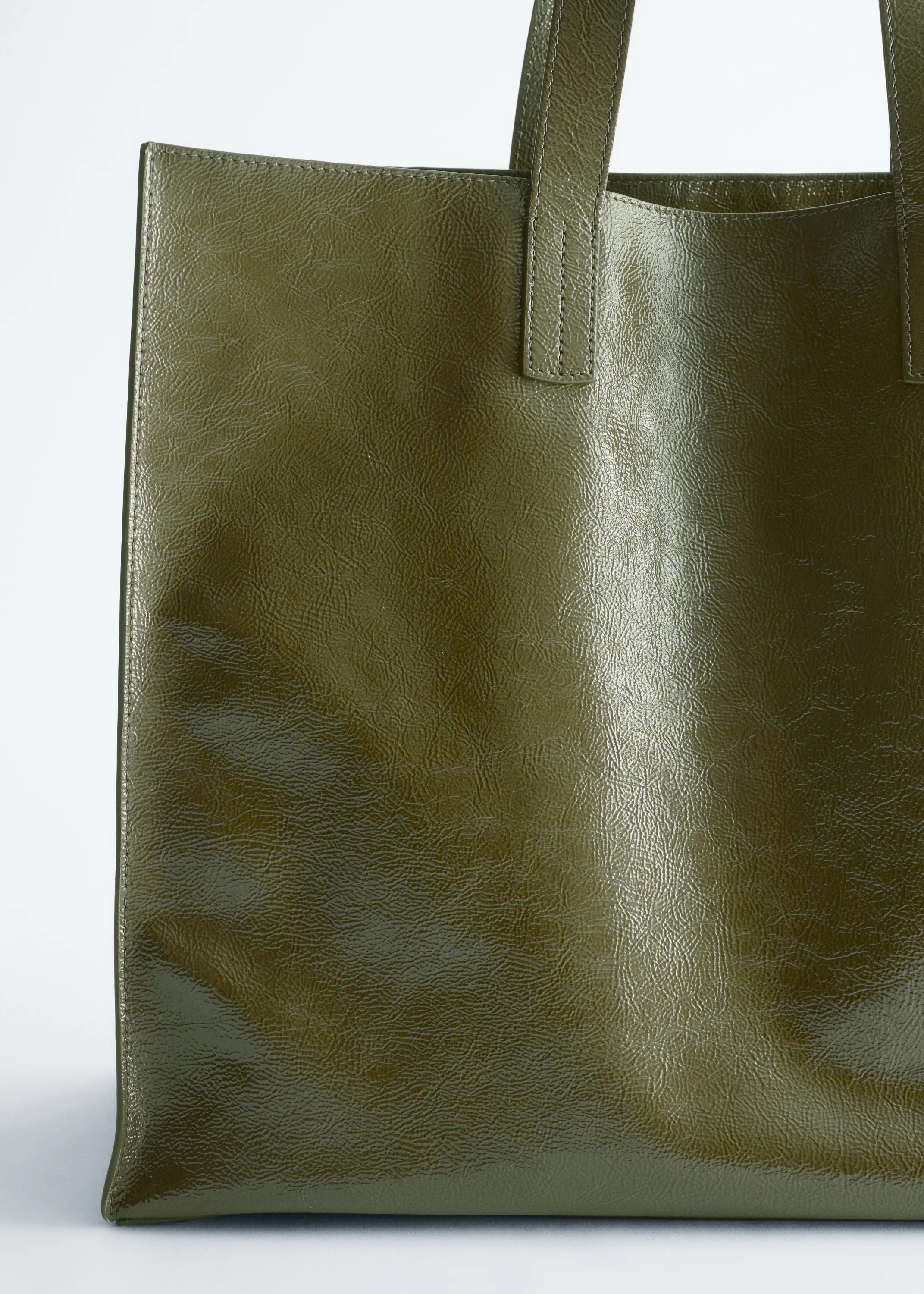 Tote bag en cuir - Vert kaki