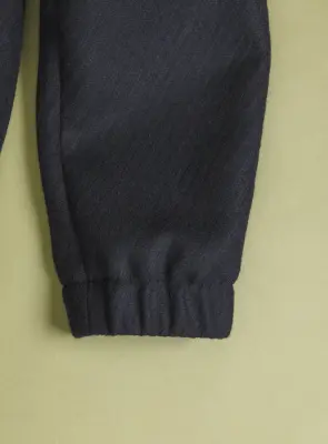 Bomber Jacket with Italian Collar in Navy Blue Wool & Cashmere — photo 3