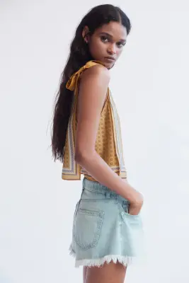 Top imprimé en viscose mélangée - Beige foncé/motif — photo 2