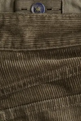 Pantalon Relaxed Fit en velours côtelé - Vert kaki foncé — photo 3