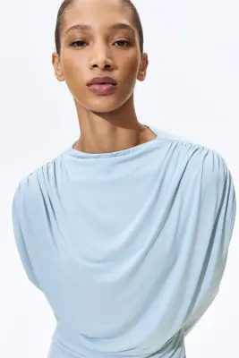 Draped jersey dress - Bleu ancien clair — photo 1