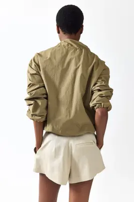 Short en twill de lin mélangé - Beige clair — photo 4