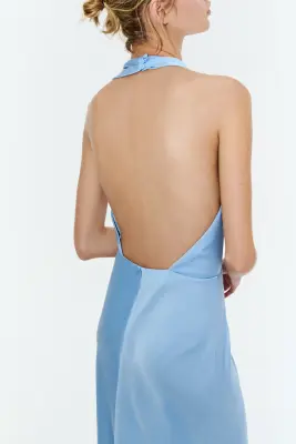 Robe à encolure bénitier - Bleu clair — photo 3