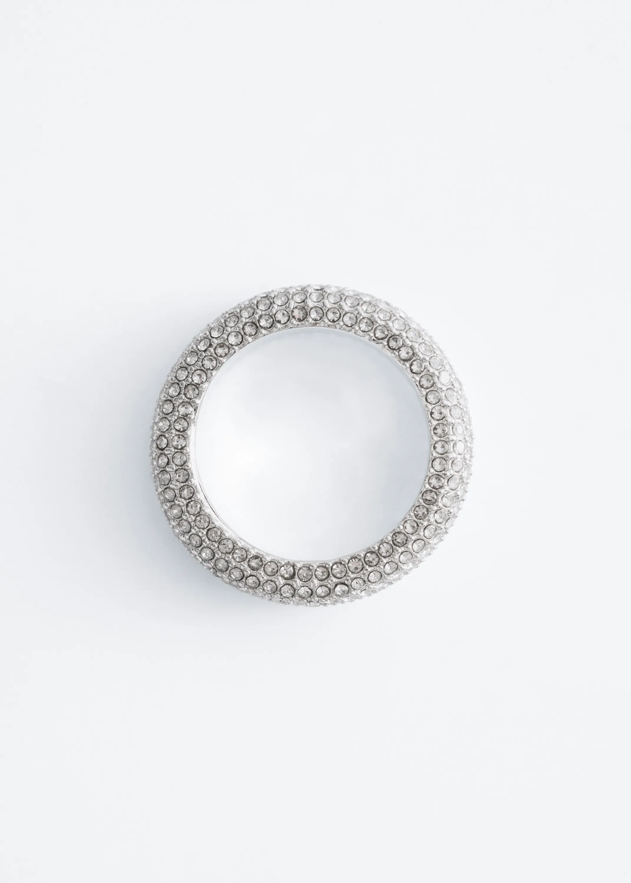 Bague épaisse à strass - Argenté