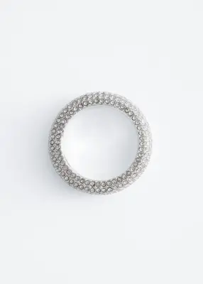 Bague épaisse à strass - Argenté — photo 1