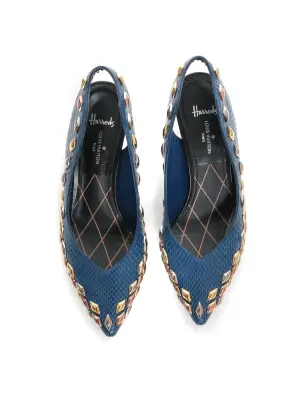 Escarpins GOLD RUSH en cuir python bleu et studs dorés argent Prix boutique 1410€ Taille 37 — photo 5