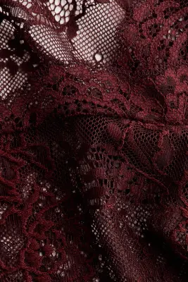 Top à manches longues en dentelle - Rouge foncé — photo 3