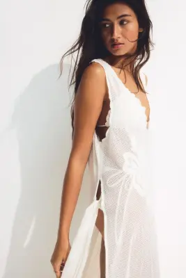 Robe de plage filet en coton - Blanc — photo 1