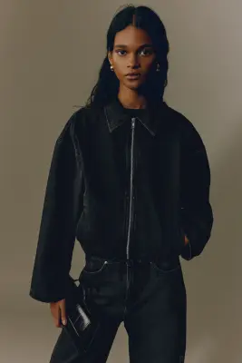 Veste en denim avec col - Noir délavé — photo 2