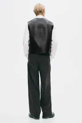 Pantalon chic Regular Fit en laine - Gris foncé/rayures tennis — photo 2